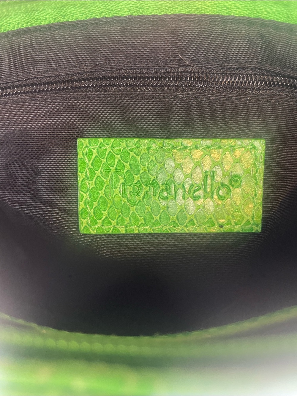 Tignanello Green Snake-Embossed Leather Wristlet Clutch - Picture 2 of 5